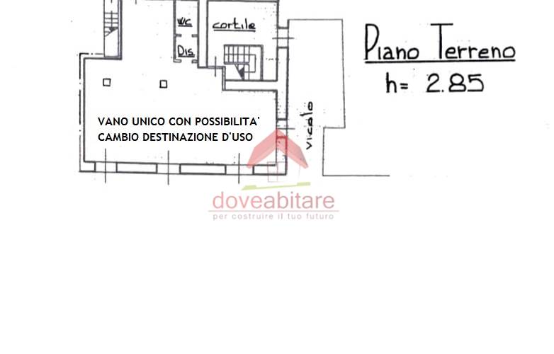 p. Terra - vano unico oltre antibagno, bagno Mq.80